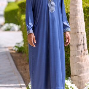 Qamis bahreini "Al mashriq" bleu et or